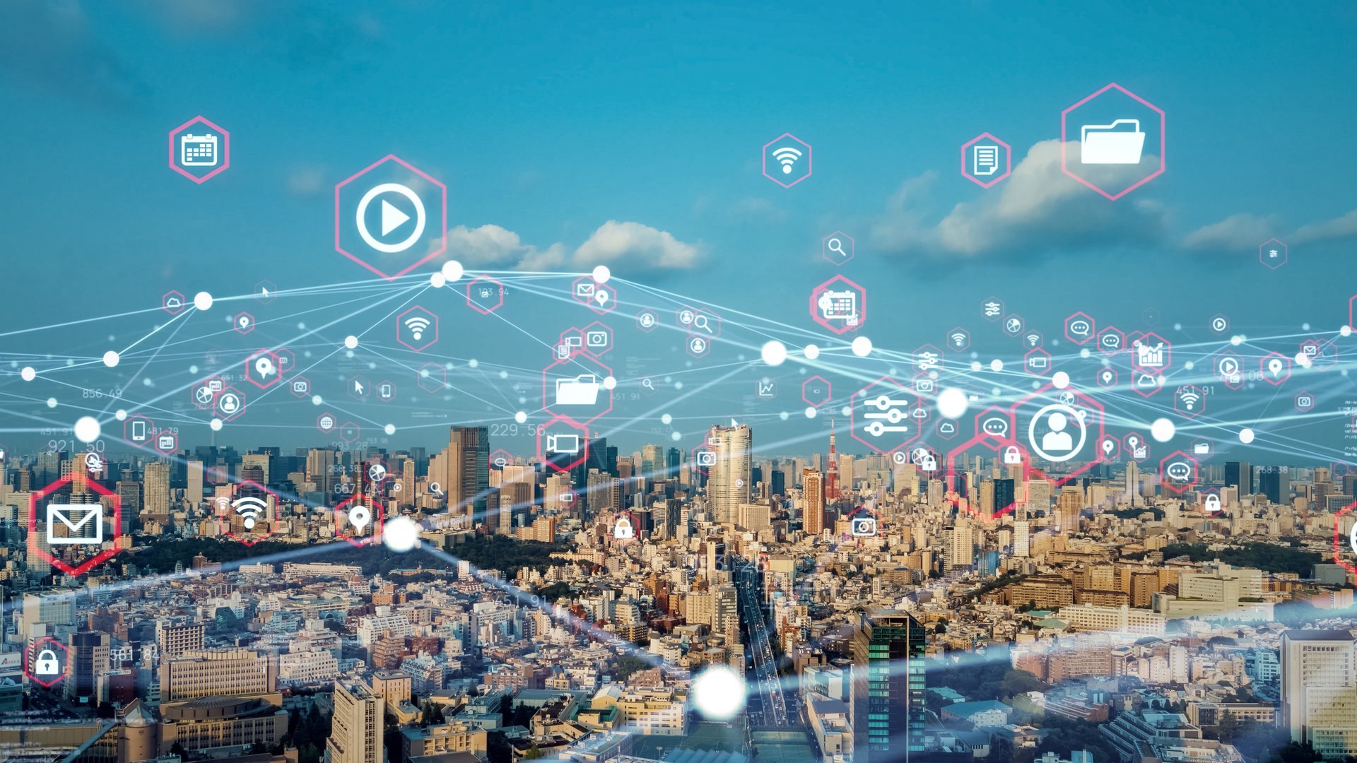 Business communication network concept. Software as a service. Digital transformation.