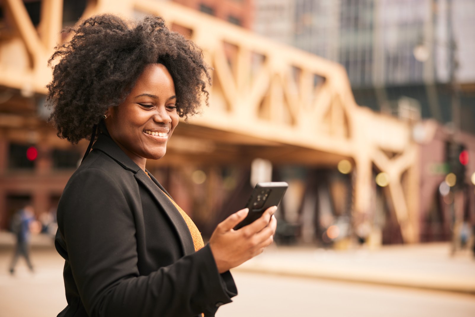 Seamless Work-Life Integration: Businesswoman Checks Phone Messages during the Commute