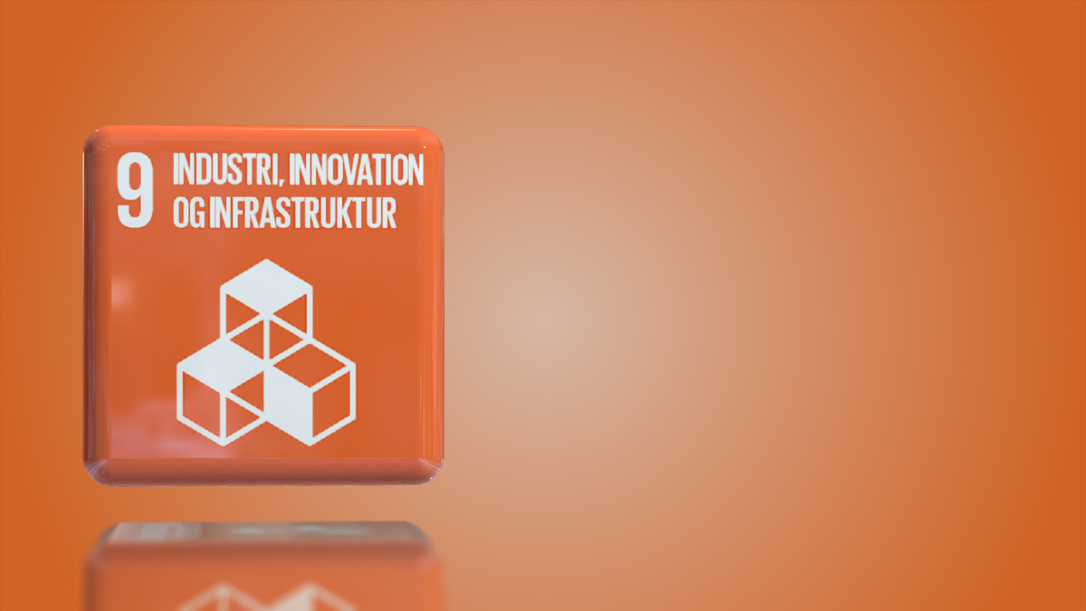 Danish Number 9 Industry innovation and infrastructure 3D box sustainability goals 2030 with copy space