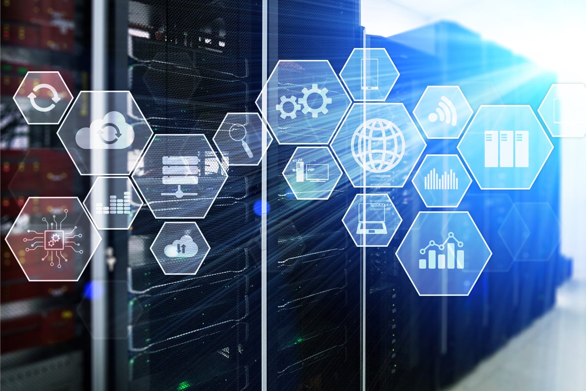 Technology infrastructure cloud technology and communication.