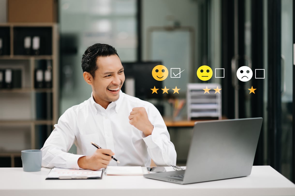 Businessman with Customer Service Evaluation Concept