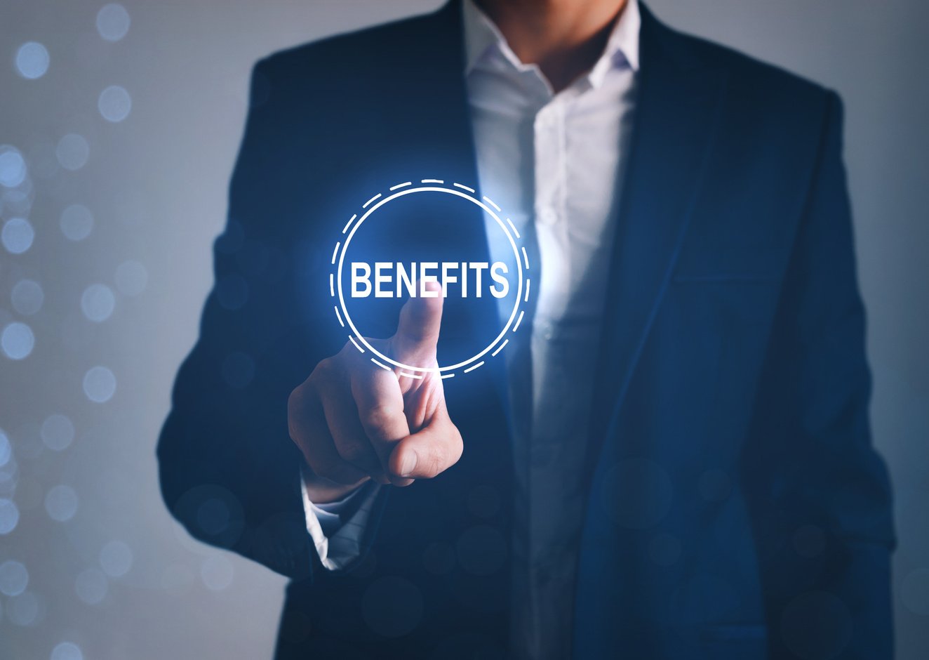 Business Person Clicking the Benefits Icon