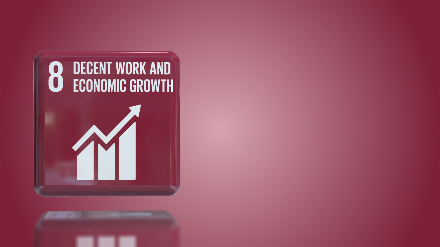 Number 8 Decent work and economic growth 3D box UN sustainability goals 2030 with copy space
