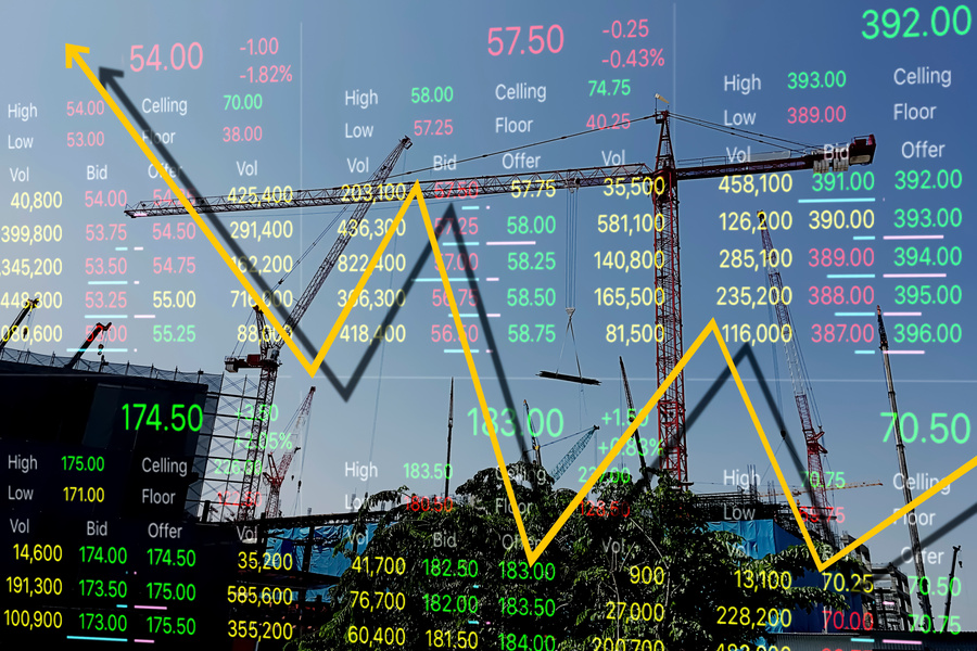 Economic problems and Business  crisis with graph background.