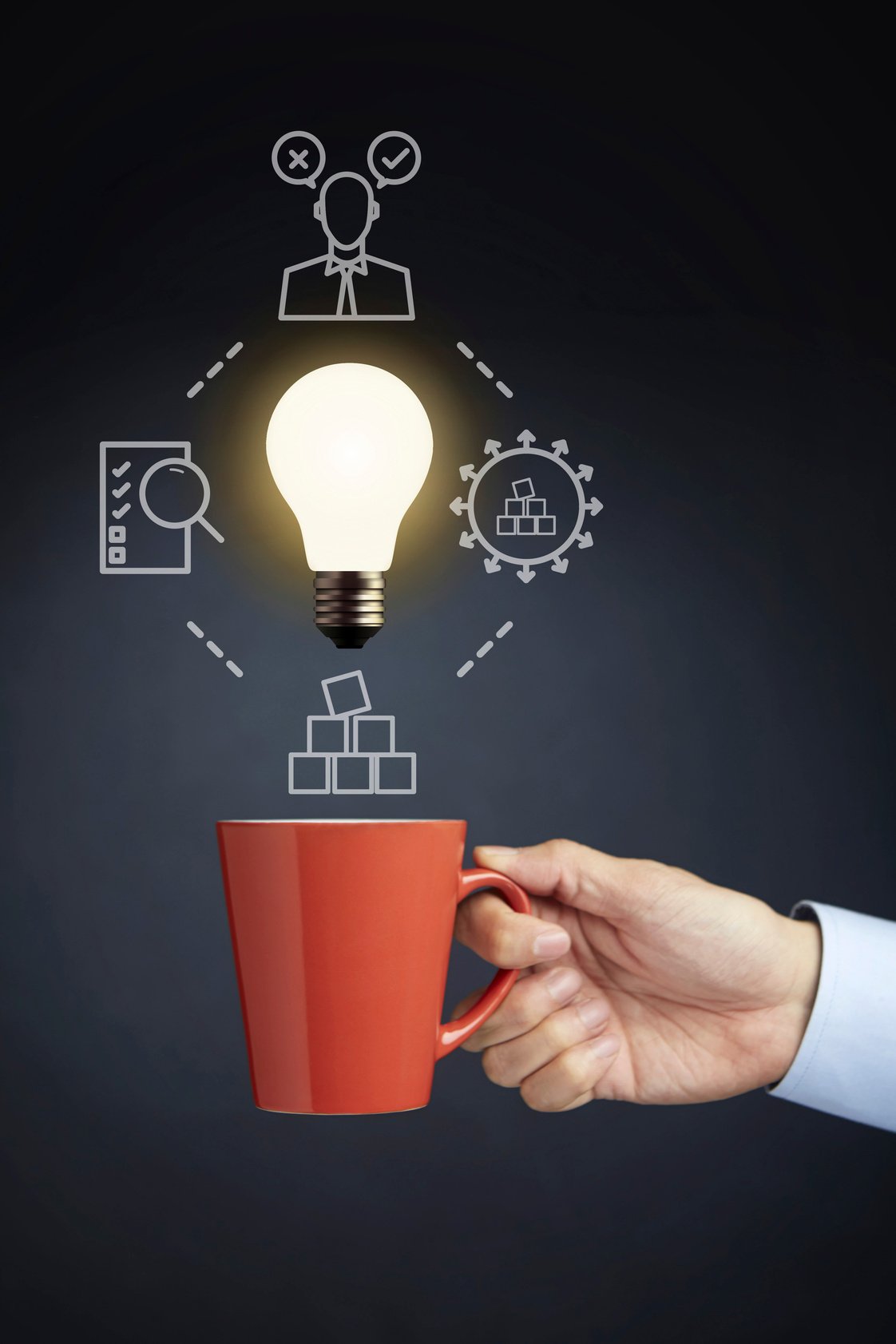 Hand presenting business idea concept