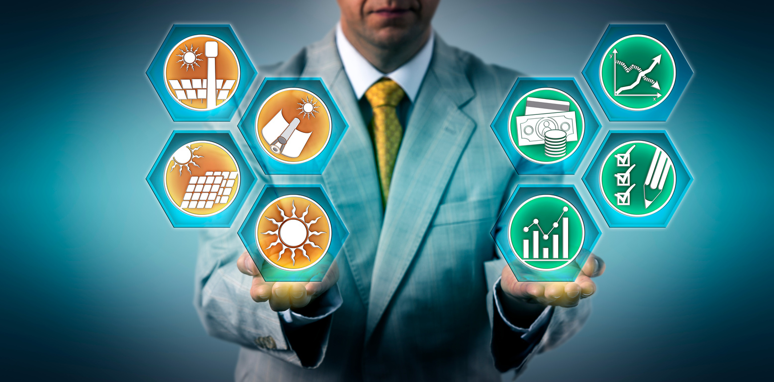 Investor Evaluating ROI Of Solar Power Sectors