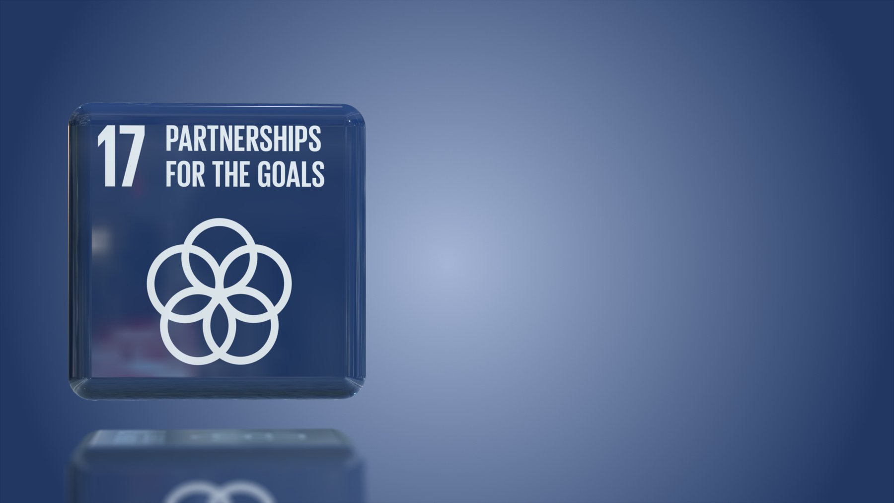 Number 17 Partnerships for the goals 3D box UN sustainability goals 2030 with copy space