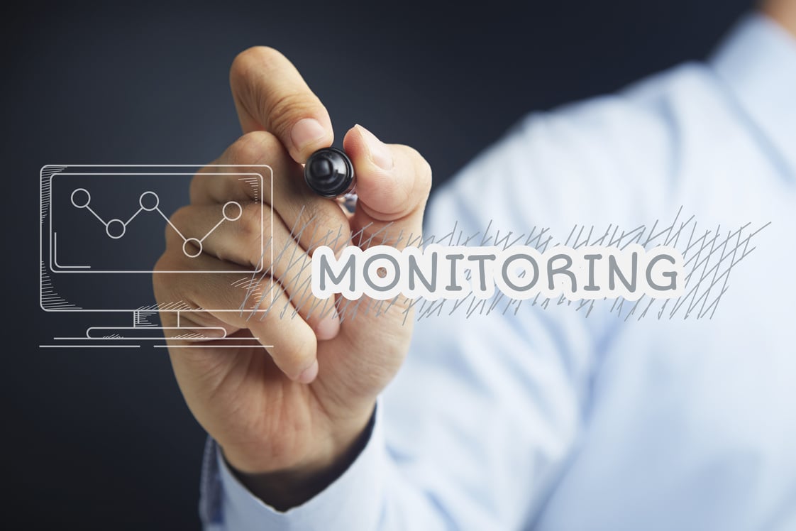 Hand illustrating monitoring concept
