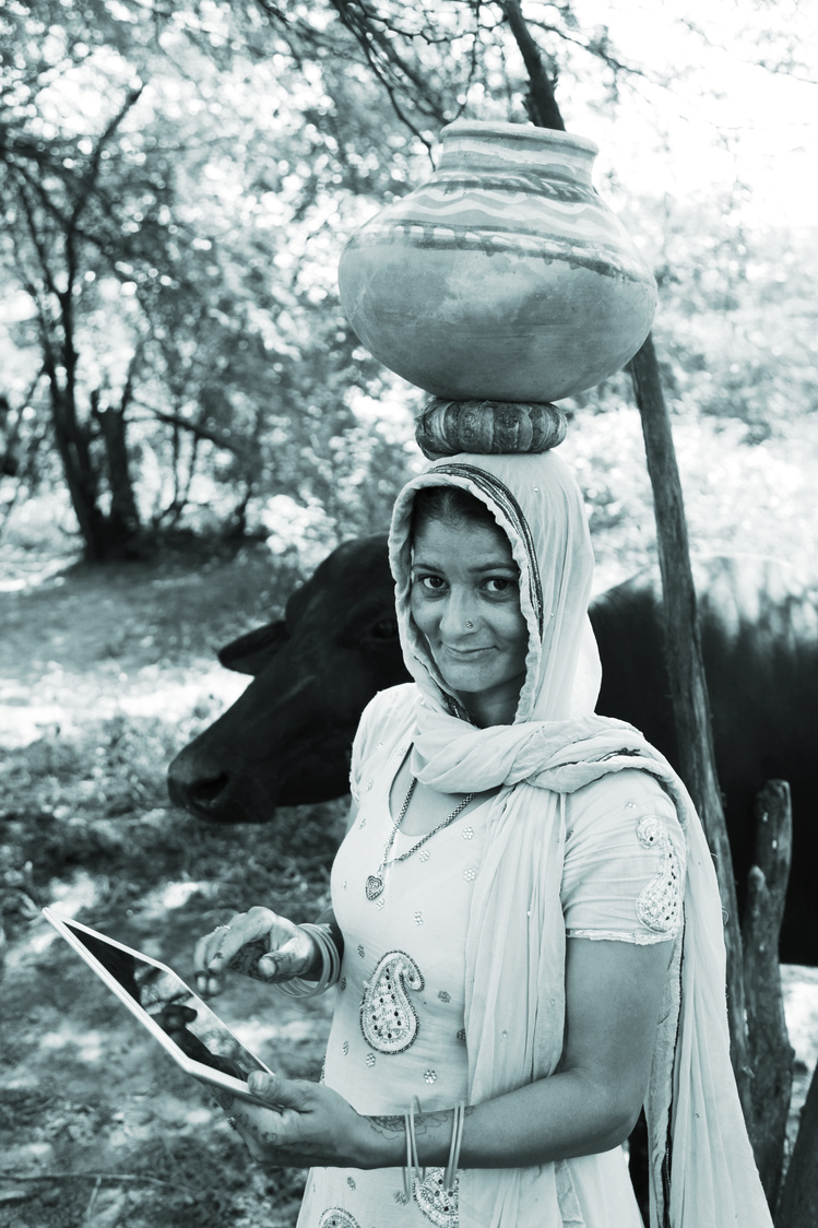 Rural Women Holding Digital Tablet