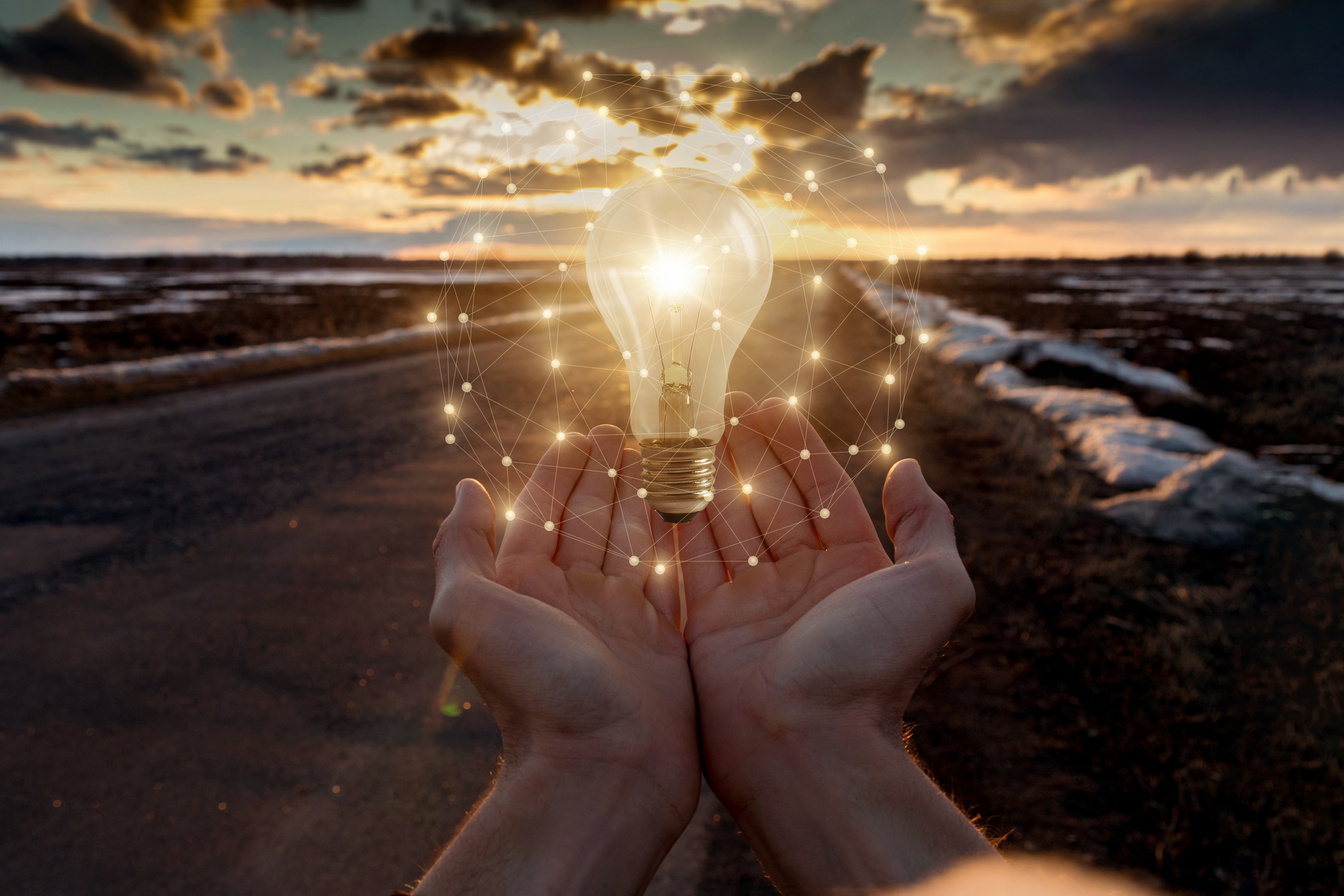 Concept of creative and promising business ideas.