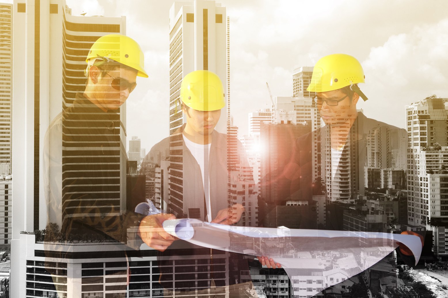 civil engineer stand on ground working