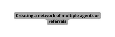 Creating a network of multiple agents or referrals