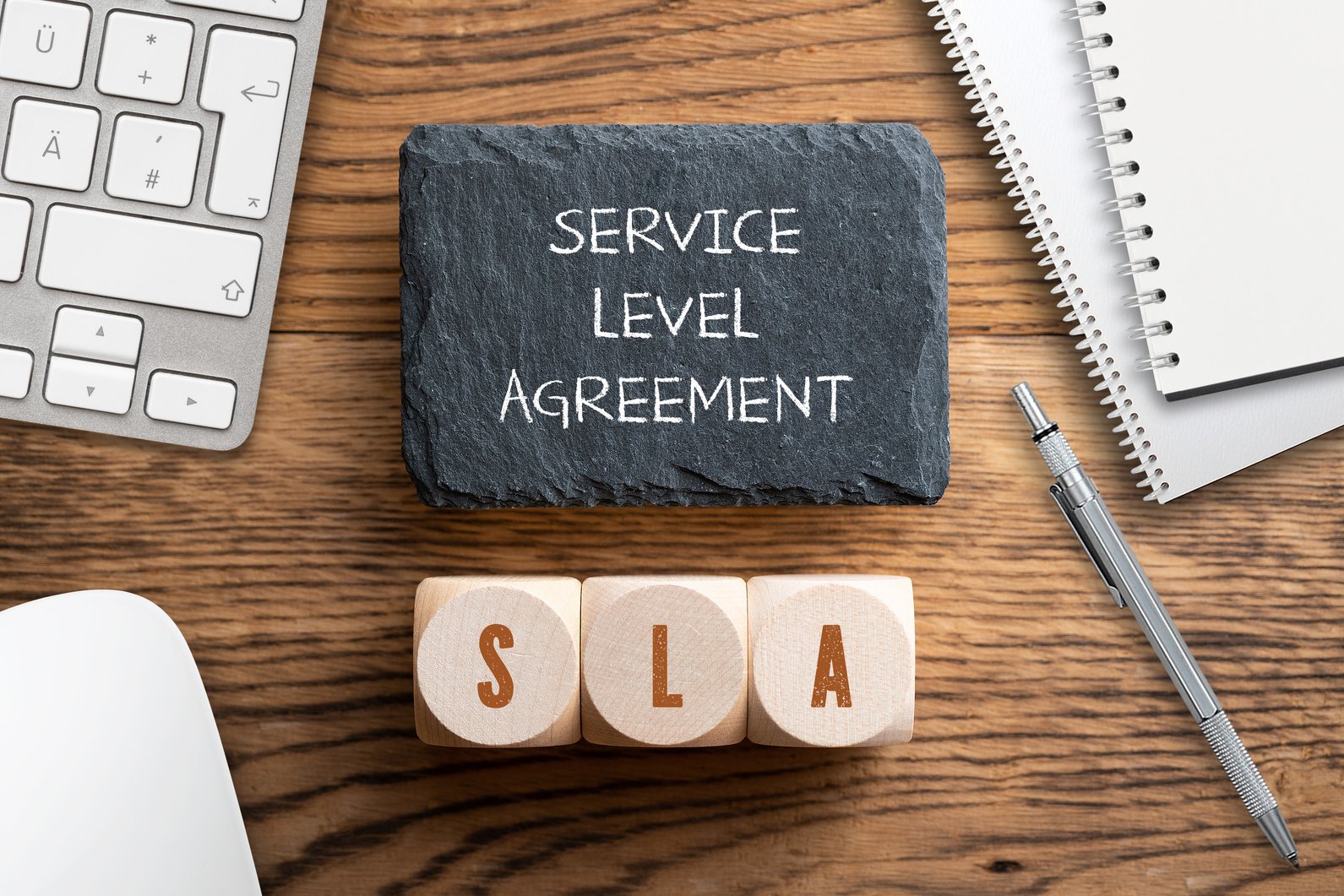 cubes with acronym SLA for "service level agreement"