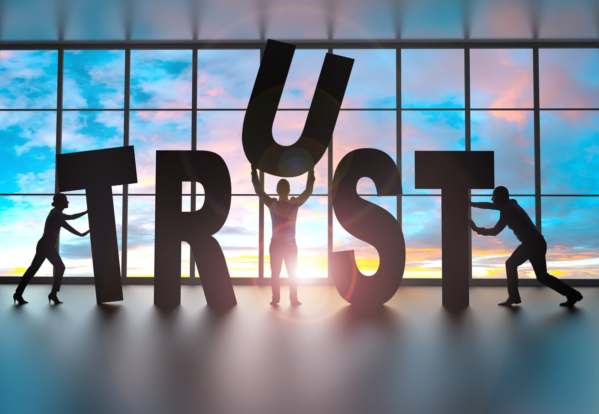 Team building the word trust