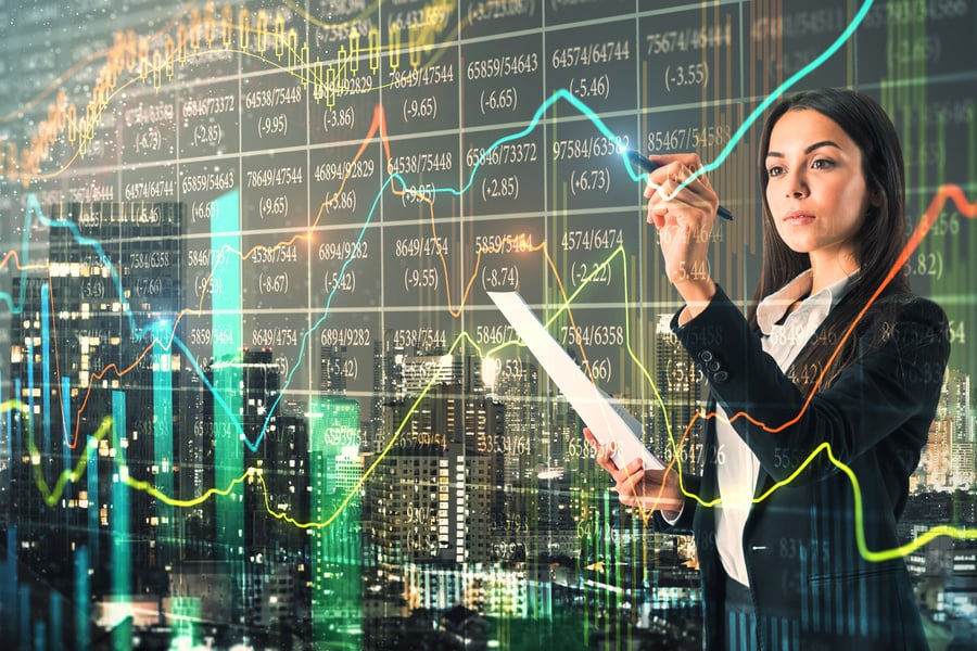 Concept of a Financial Analyst Tracking the Market